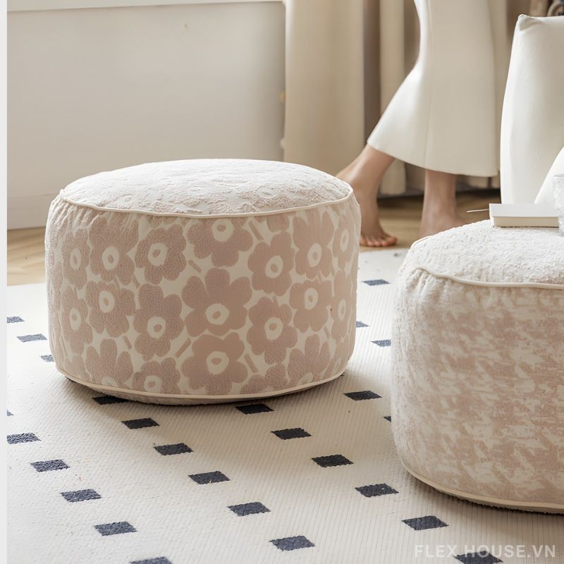 Ghế đôn trang trí họa tiết hoa unico HC0884 5 Ghế đôn trang trí họa tiết hoa unico HC0884