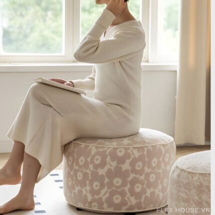 Ghế đôn trang trí họa tiết hoa unico HC0884