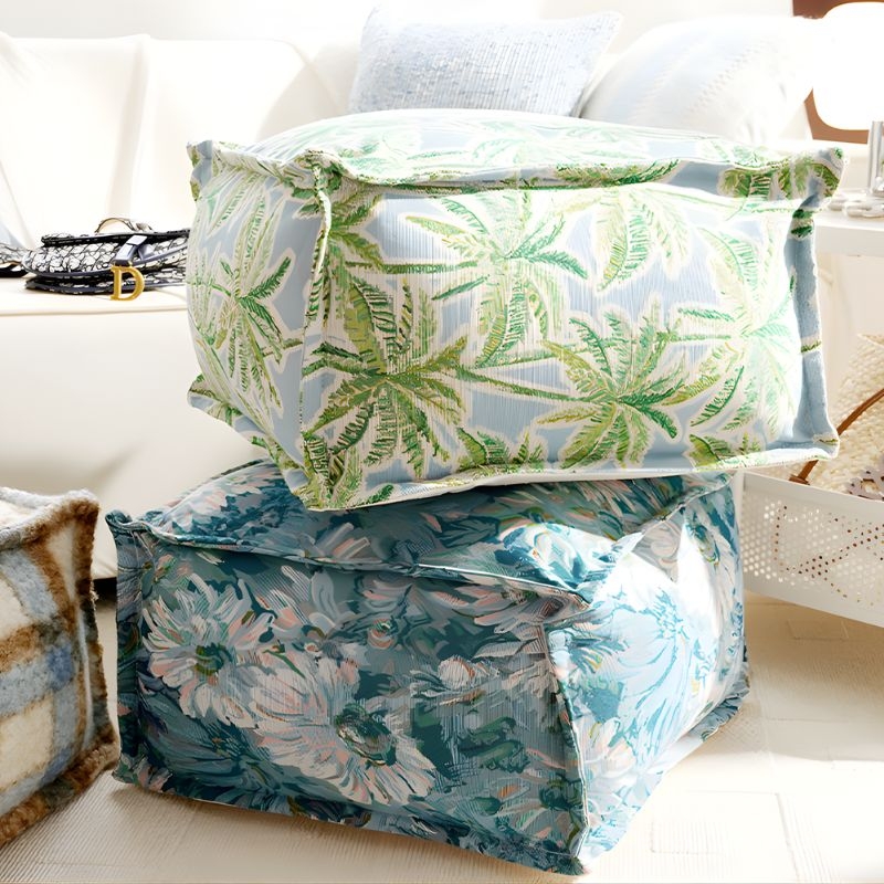 Ghế đôn trang trí vải dệt họa tiết mùa hè HJ7434 (3) Ghế đôn trang trí vải dệt họa tiết mùa hè HJ7434 1