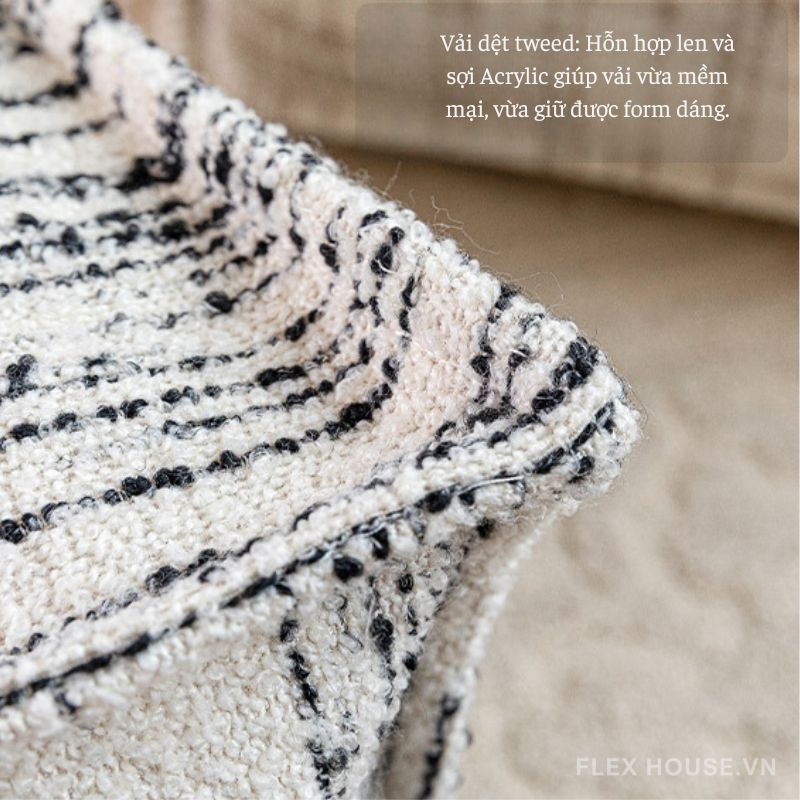 Ghế đôn trang trí vải dệt tweed mềm mại HC5267 1 Ghế đôn trang trí vải dệt tweed mềm mại HC5267