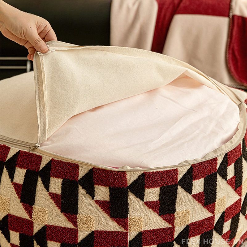 Ghế đôn vải nỉ họa tiết hình học retro HC9586 10 Ghế đôn vải nỉ họa tiết hình học retro HC9586