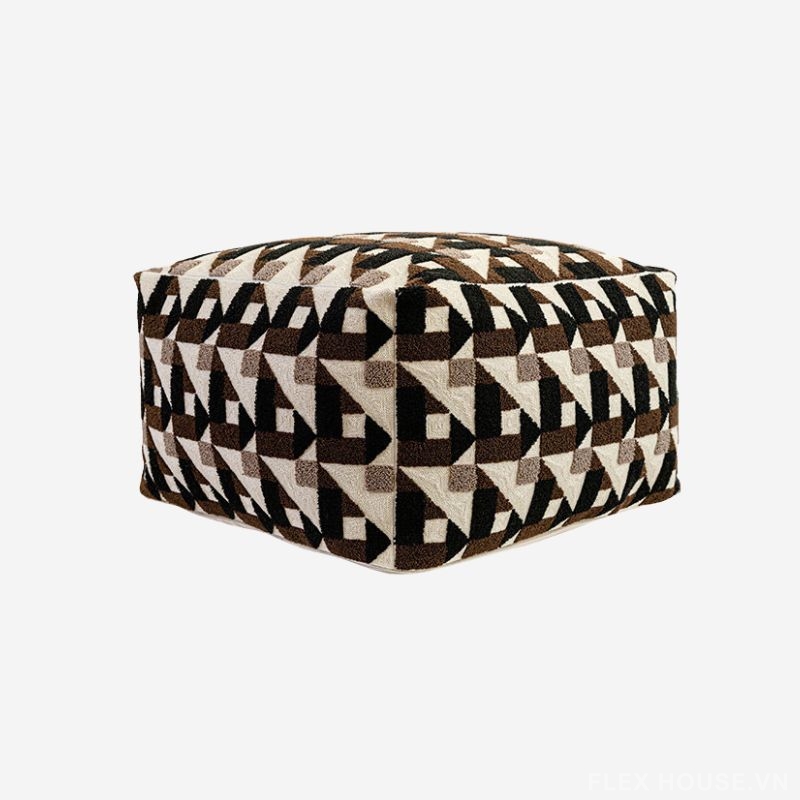 Ghế đôn vải nỉ họa tiết hình học retro HC9586 9 Ghế đôn vải nỉ họa tiết hình học retro HC9586