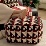 Ghế đôn vải nỉ họa tiết hình học retro HC9586