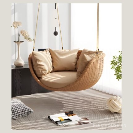 Ghế xích đu mây đan thư giãn ngoài trời XF7839