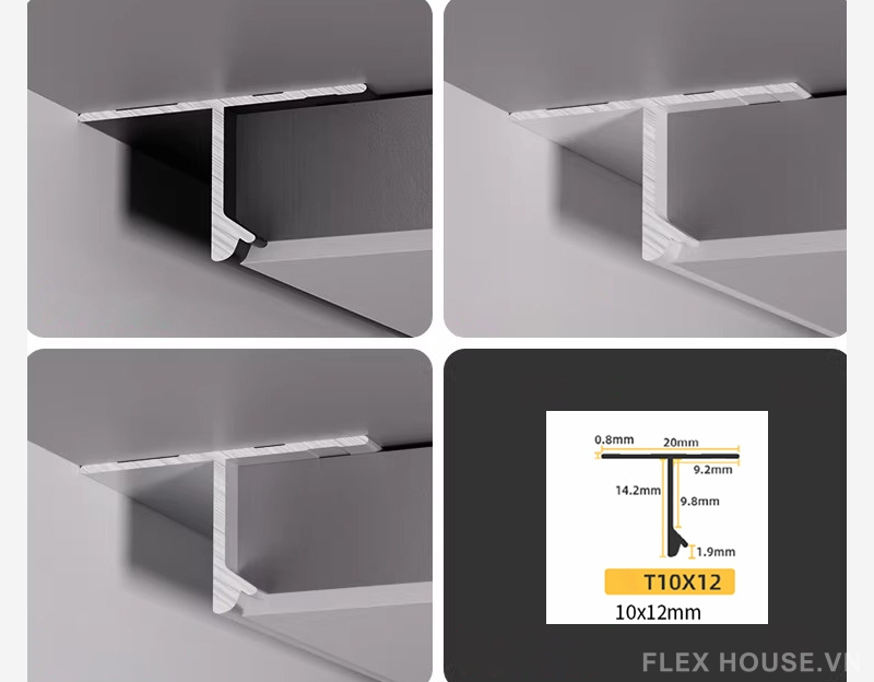 Nẹp trần chữ T 10x12mm hợp kim nhôm XLK126 4 Nẹp trần chữ T 10x12mm hợp kim nhôm XLK126 11