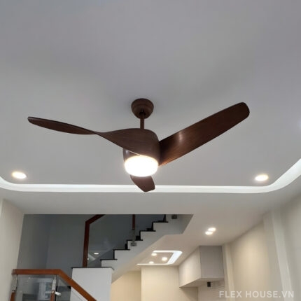 Quạt trần đèn trang trí vân gỗ hiện đại QT61