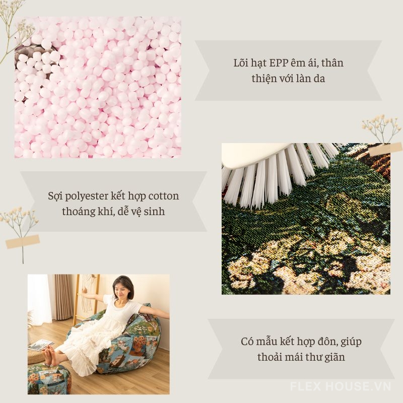 Sofa lười hạt xốp ngã lưng thư giãn DF0887 2 Sofa lười hạt xốp ngã lưng thư giãn DF0887