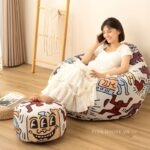 Sofa lười hạt xốp họa tiết nghệ thuật DF4418