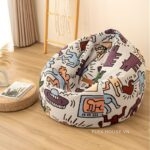Sofa lười hạt xốp họa tiết nghệ thuật DF4418