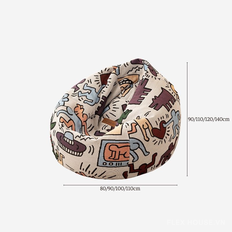 Sofa lười hạt xốp họa tiết nghệ thuật DF4418 11 Sofa lười hạt xốp họa tiết nghệ thuật DF4418