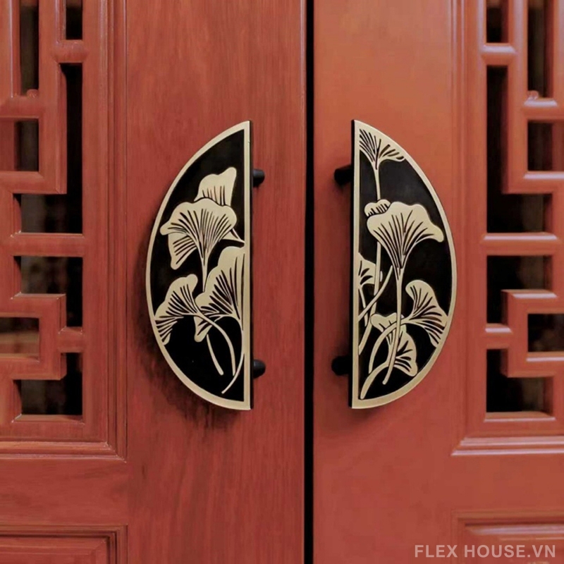 Tay nắm tủ bán nguyệt trang trí lá ngân hạnh JC6149 4 Tay nắm tủ bán nguyệt trang trí lá ngân hạnh JC6149 7