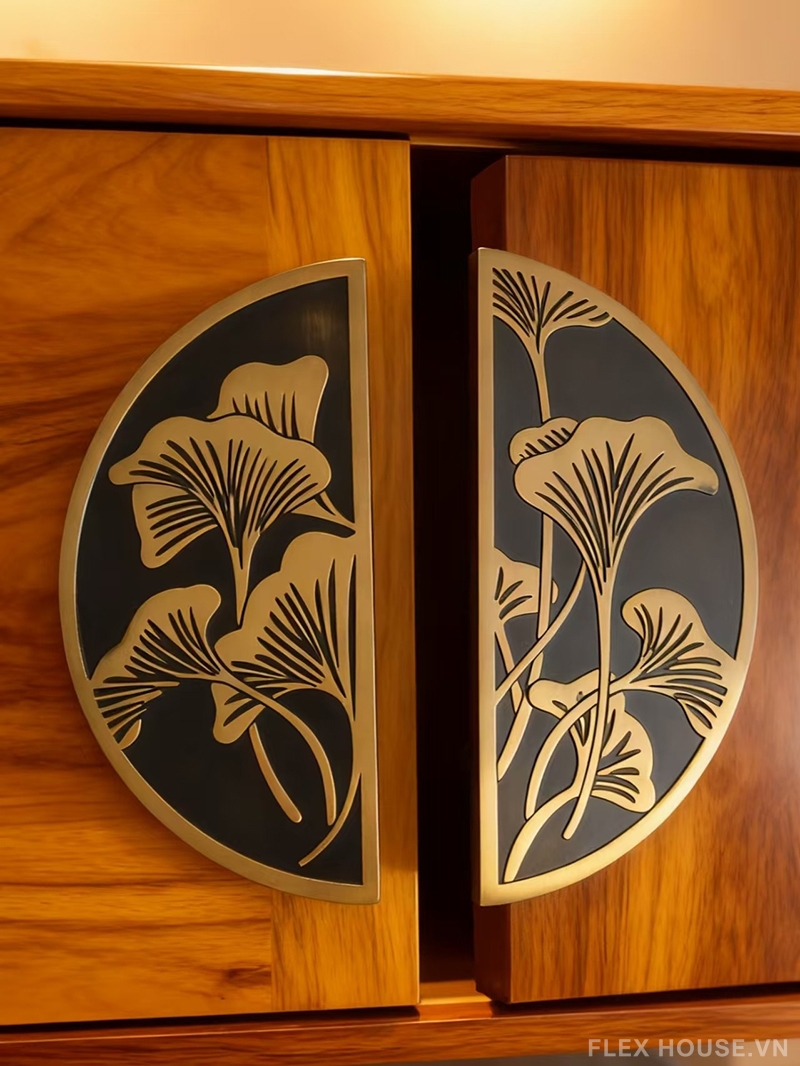 Tay nắm tủ bán nguyệt trang trí lá ngân hạnh JC6149 6 Tay nắm tủ bán nguyệt trang trí lá ngân hạnh JC6149 9