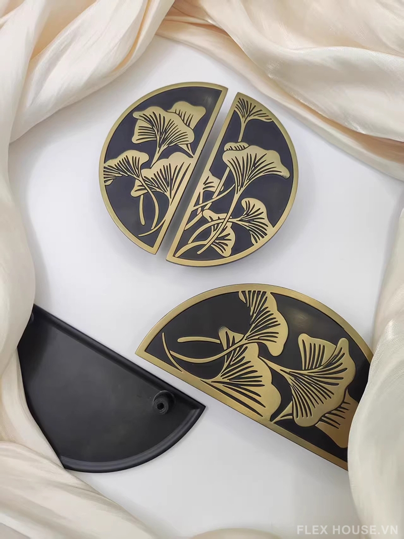 Tay nắm tủ bán nguyệt trang trí lá ngân hạnh JC6149 8 Tay nắm tủ bán nguyệt trang trí lá ngân hạnh JC6149 11