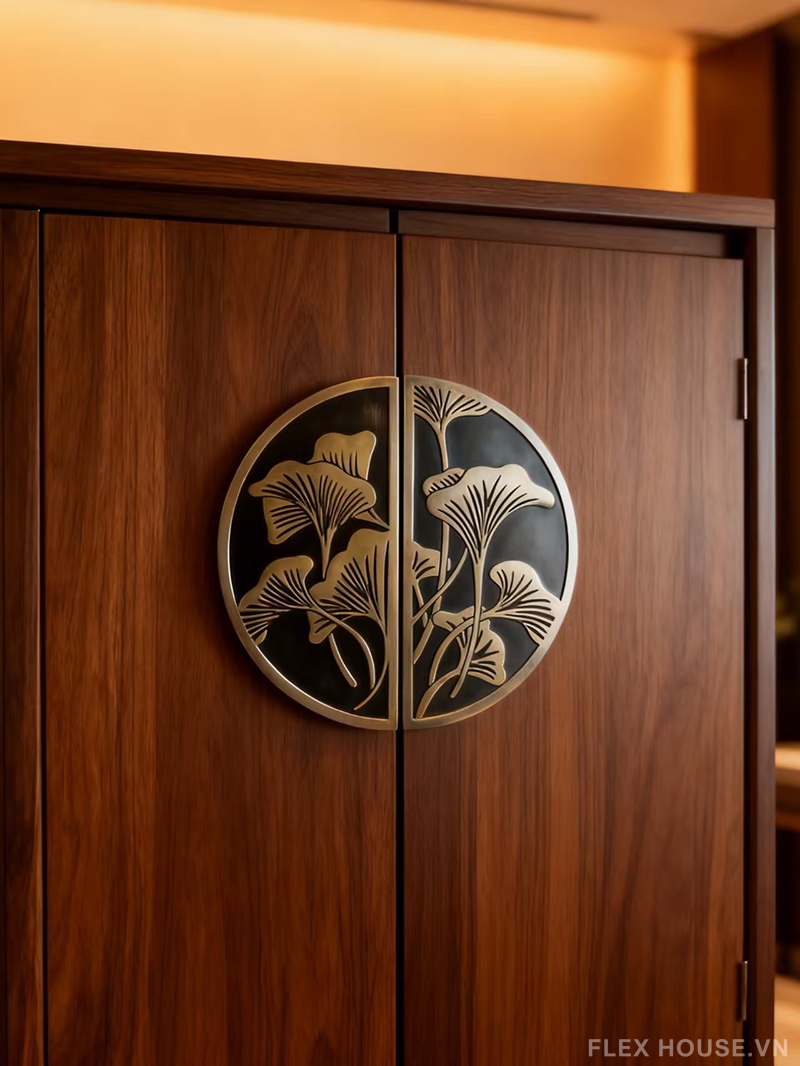 Tay nắm tủ bán nguyệt trang trí lá ngân hạnh JC6149 7 Tay nắm tủ bán nguyệt trang trí lá ngân hạnh JC6149 10