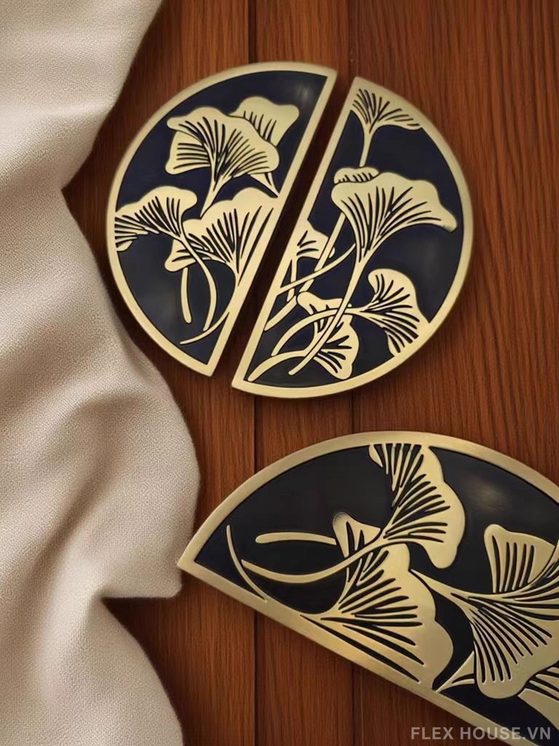 Tay nắm tủ bán nguyệt trang trí lá ngân hạnh JC6149 2 Tay nắm tủ bán nguyệt trang trí lá ngân hạnh JC6149 5