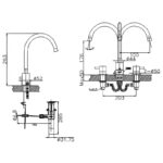Vòi chậu lavabo nóng lạnh 3 lỗ Inax LFV-7100B
