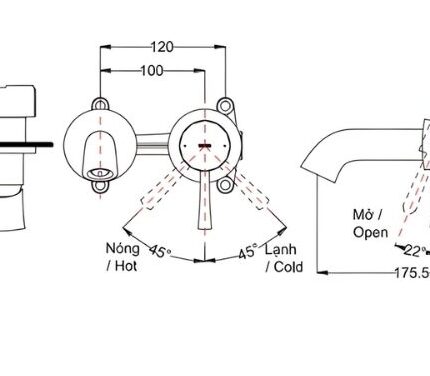 Vòi chậu nóng lạnh gật gù gắn tường LN TOTO TLS02307B