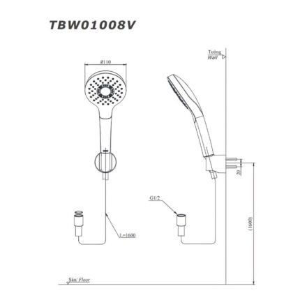 Vòi hoa sen massage dáng tròn TOTO TBW01008V