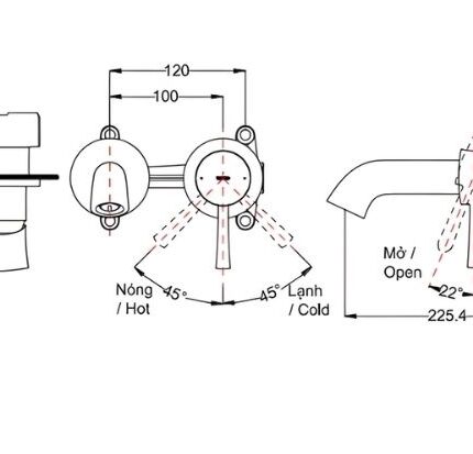 Vòi lavabo gắn tường nóng lạnh cao cấp LN TOTO TLS02308B