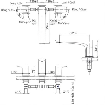 Vòi xả nước bồn tắm nóng lạnh tiện lợi GE TOTO TBG07201B