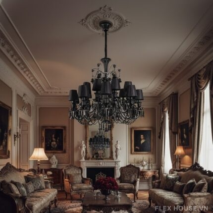 Đèn chùm pha lê thả trần Gothic Noir huyền bí DC9809