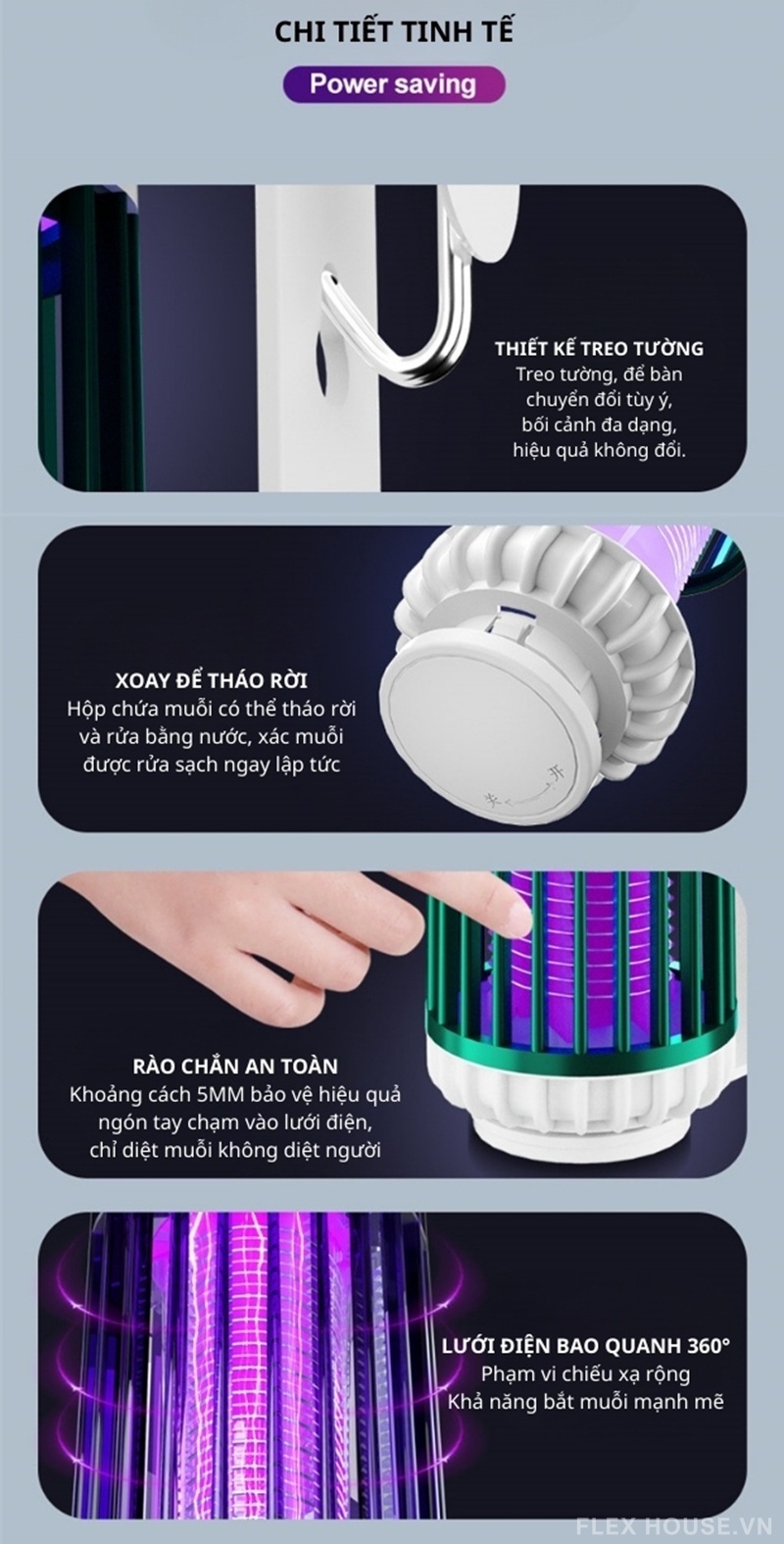 Đèn diệt muỗi phòng ngủ cắm trại ngoài trời 5W FB7362 2 Đèn diệt muỗi phòng ngủ cắm trại ngoài trời 5W FB7362