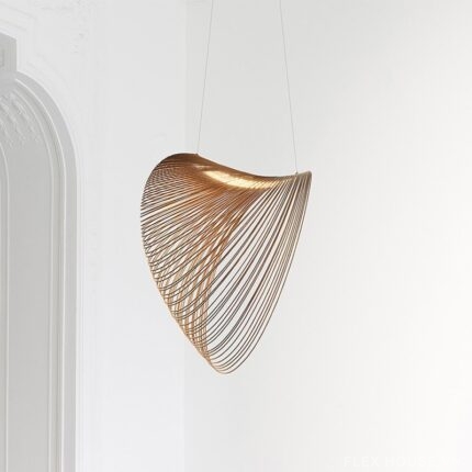 Đèn gỗ thả trần dáng lưới lồng decor bàn ăn TTK88