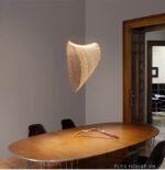 Đèn gỗ thả trần dáng lưới lồng decor bàn ăn TTK88