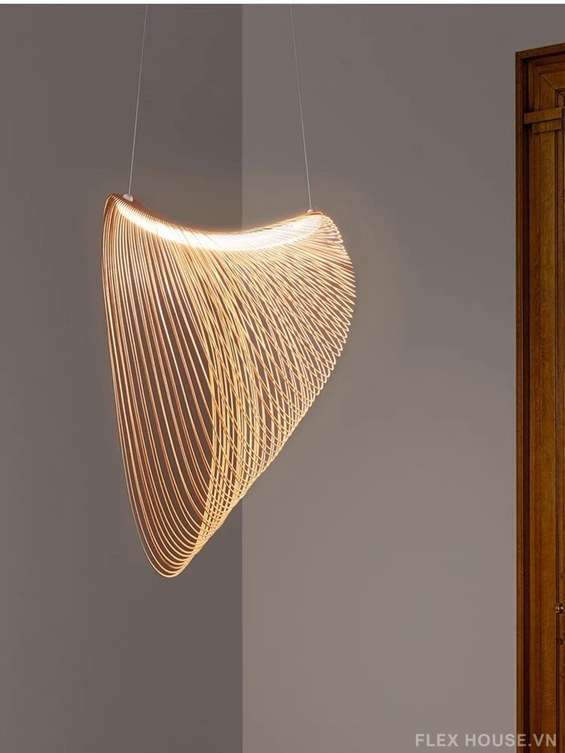 Đèn gỗ thả trần dáng lưới lồng decor bàn ăn TTK88 4 Đèn gỗ thả trần dáng lưới lồng decor bàn ăn TTK88