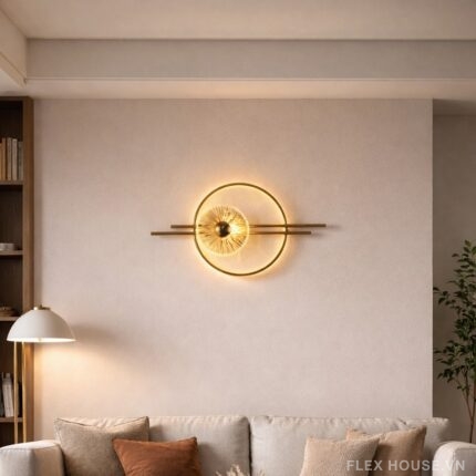 Đèn ốp tường thân hợp kim lá thủy tinh vàng trà VK121