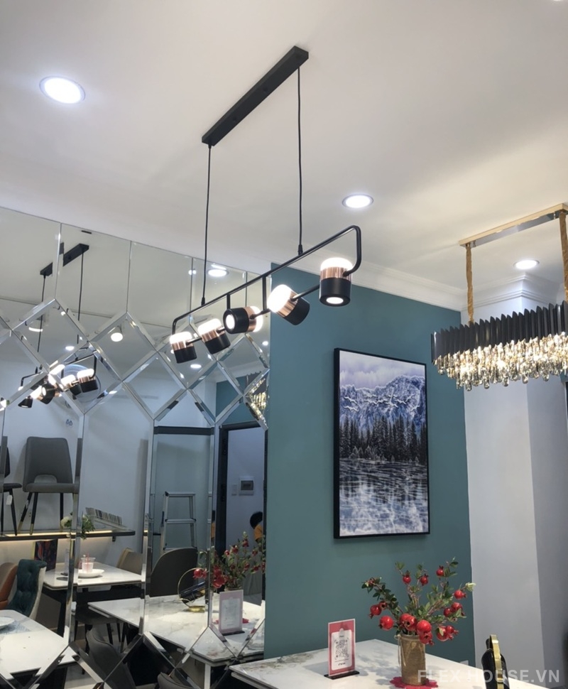 Đèn thả bàn ăn 5 bóng thanh ngang hiện đại THD63N5 3 Đèn thả bàn ăn 5 bóng thanh ngang hiện đại THD63N5