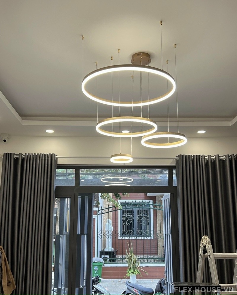 Đèn thả trần thân kim loại đa tầng xi vàng THD7046 3 Đèn thả trần thân kim loại đa tầng xi vàng THD7046