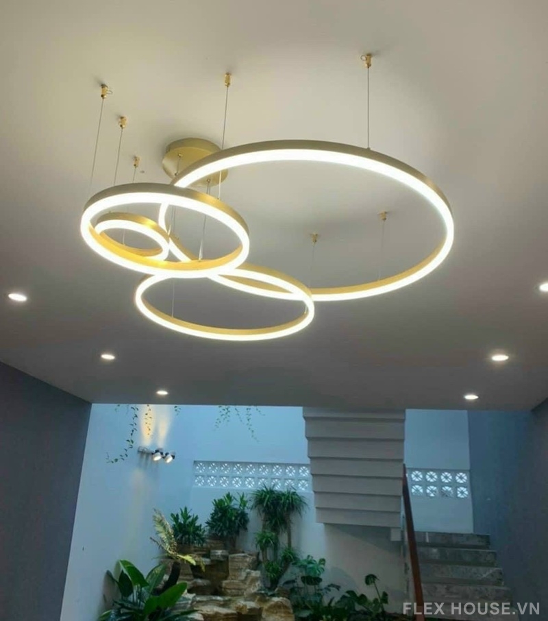 Đèn thả trần thân kim loại đa tầng xi vàng THD7046 4 Đèn thả trần thân kim loại đa tầng xi vàng THD7046