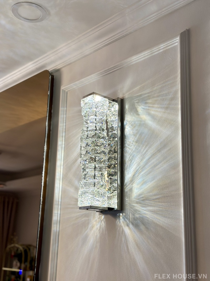 Đèn tường pha lê khối cao cấp decor phòng khách VPL27 4 Đèn tường pha lê khối cao cấp decor phòng khách VPL27
