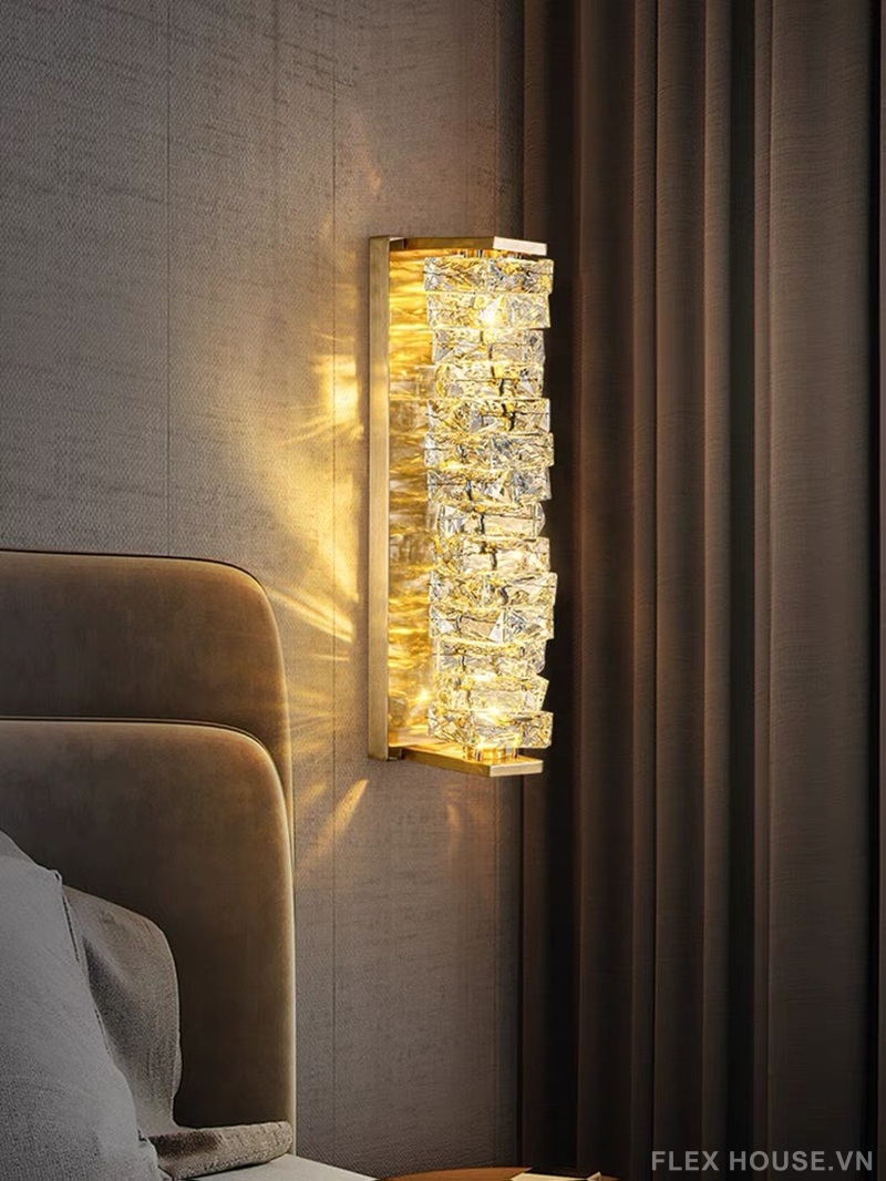 Đèn tường pha lê khối cao cấp decor phòng khách VPL27 1 Đèn tường pha lê khối cao cấp decor phòng khách VPL27