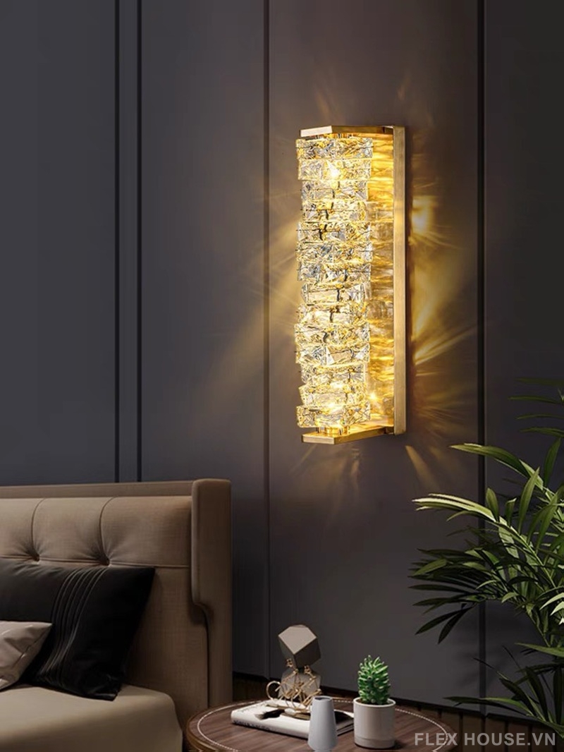 Đèn tường pha lê khối cao cấp decor phòng khách VPL27 2 Đèn tường pha lê khối cao cấp decor phòng khách VPL27