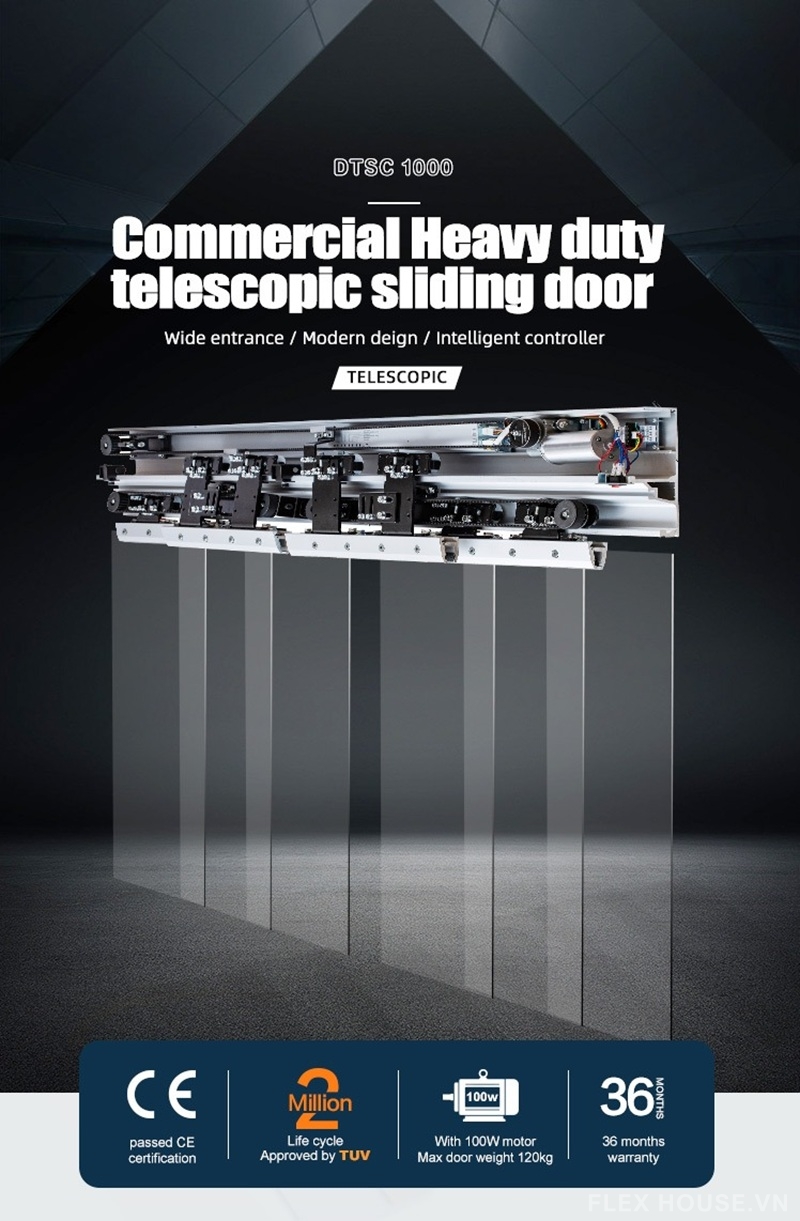 Phụ kiện cửa trượt xếp lớp tự động tải nặng DTSC1000 1 Phụ kiện cửa trượt xếp lớp tự động tải nặng DTSC1000