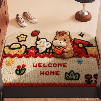 Thảm chùi chân bằng lụa hình ngựa lễ hội YY2263.02