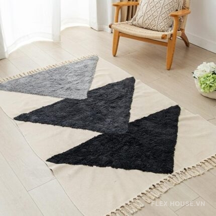Thảm cotton linen hình học Tam Sơn hiện đại XF2526