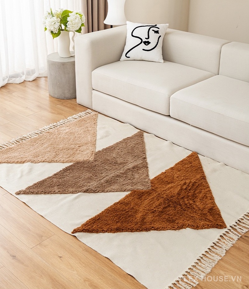 Thảm cotton linen hình học Tam Sơn hiện đại XF2526 5 Thảm cotton linen hình học Tam Sơn hiện đại XF2526