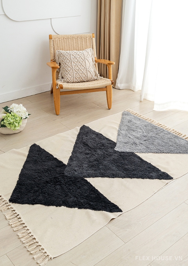Thảm cotton linen hình học Tam Sơn hiện đại XF2526 7 Thảm cotton linen hình học Tam Sơn hiện đại XF2526