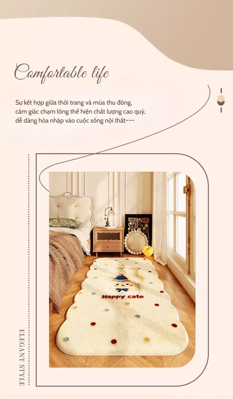 Thảm len Cashmere hình cún vui vẻ chấm bi YY6914 1 Thảm len Cashmere hình cún vui vẻ chấm bi YY6914