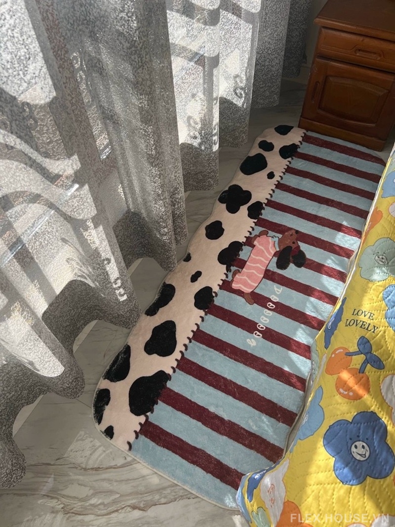 Thảm lông ngắn sọc màu chấm bò sữa ngẫu hứng YY6915 6 Thảm lông ngắn sọc màu chấm bò sữa ngẫu hứng YY6915