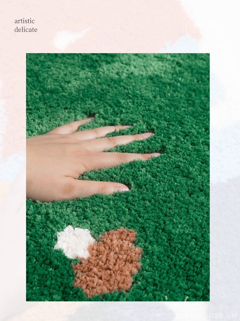 Thảm lông trải sàn rừng nấm phong cách INS QZ8104 2 Thảm lông trải sàn rừng nấm phong cách INS QZ8104