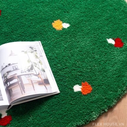 Thảm lông trải sàn rừng nấm phong cách INS QZ8104