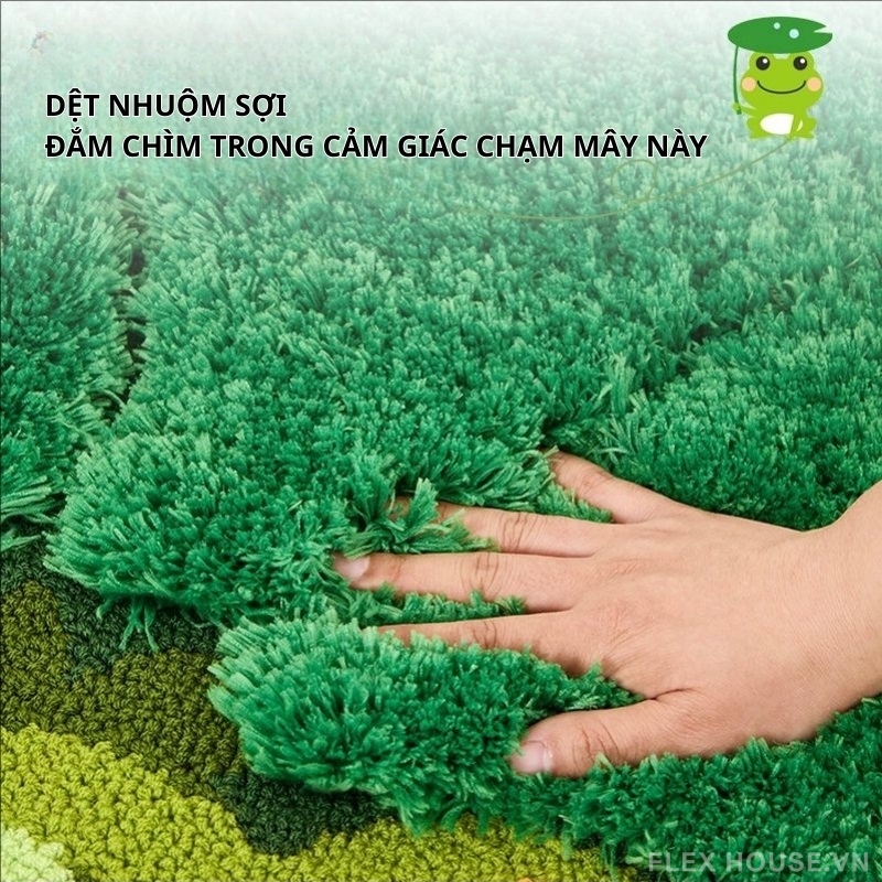 Thảm lông xù hình ếch xanh nấp trong lá sen 3D JT9937 3 Thảm lông xù hình ếch xanh nấp trong lá sen 3D JT9937