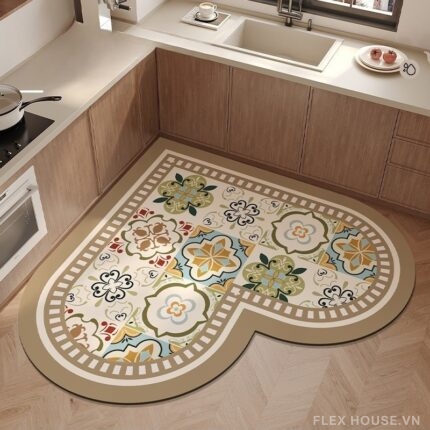 Thảm nhà bếp cao cấp gạch hoa cổ điển châu Âu JX9555.01