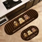 Thảm nhà bếp chống trượt hình 3 chú gấu sọc nâu JX8559