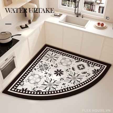 Thảm nhà bếp chống trượt hình hoa cổ điển in UV JX9554.01