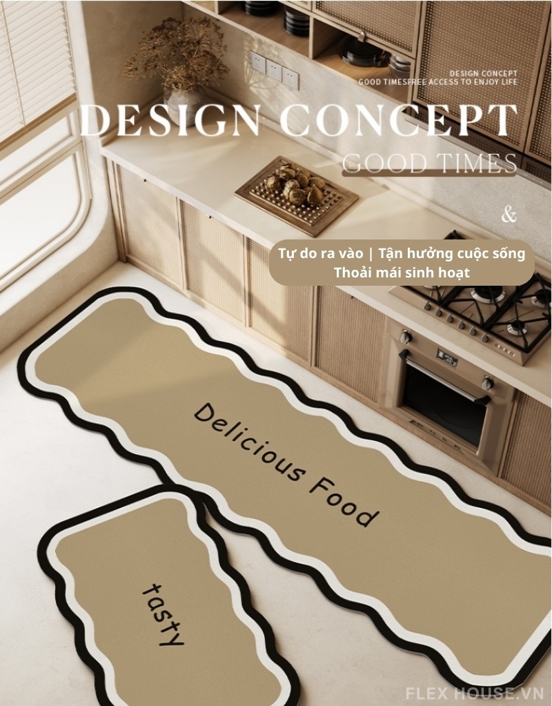 Thảm nhà bếp kiểu dáng uốn lượn Bắc Âu YY7215 1 Thảm nhà bếp kiểu dáng uốn lượn Bắc Âu YY7215